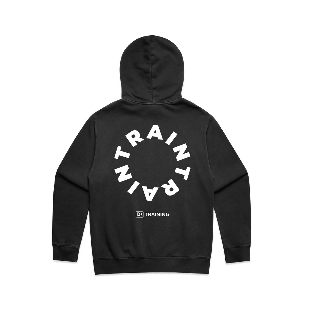 D1 Train Circle Hoodie - Faded Black with White